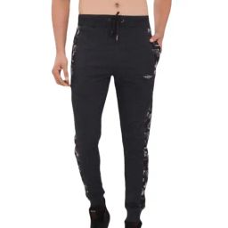 Force NXT Charcoal Grey Cotton Regular Fit Printed Joggers-image-9