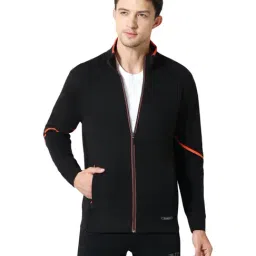 Van Heusen Sport Regular Fit Zip Front Media Pocket Solid Jacket - Black-6