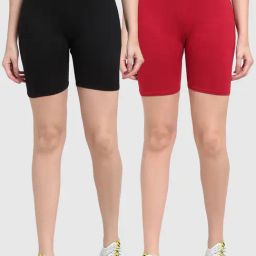 Gracit Black & Maroon Cotton Sports Shorts - Pack Of 2-image-90