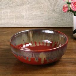 Aapno Rajasthan Red Ceramic 18.5 cm Serving Bowl - Set of 1-picture-28