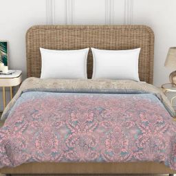 Spaces Printed Coral Orange 144 TC Cotton Double Quilt-image-85