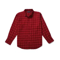 Gini & Jony Kids Red Cotton Chequered Full Sleeves Shirt-image-47