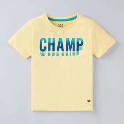 Ed-a-Mamma Kids Yellow Cotton Printed T-Shirt-image-65