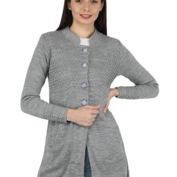 Monte Carlo Grey Self Design Open Front Cardigan-image-43
