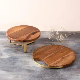 Nestroots Brown Wood Cake Stand & Serving Platter Set-29