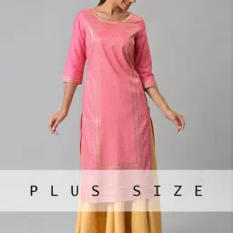 Aurelia Pink Woven Pattern Straight Kurta-image-9