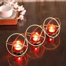 HOSLEY Gold Metal Tealight Candle Holder with Cup & Tealight-image-36