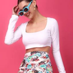 Scorpius White Slim Fit Crop Top-image-18