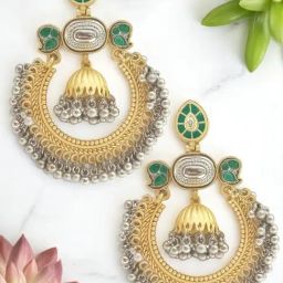 OOMPH Green Peacock Drop Earrings-image-72