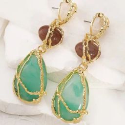 OOMPH Green Teardrop Drop Earrings-22