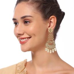 OOMPH Gold Floral Dangler Earrings image 2