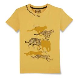 Gini & Jony Kids Yellow Printed T-Shirt-image-57