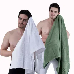 Dollar Stone Grey & Dynasty Green 400 GSM 100% Cotton Bath Towels - Set of 2-image-58