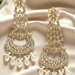 OOMPH Gold Floral Dangler Earrings-40