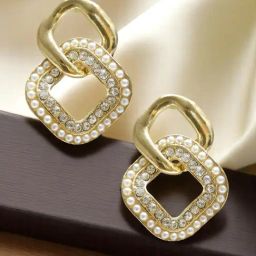 OOMPH Gold Square Drop Earrings-18