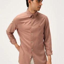 Andamen Rust Regular Fit Texture Shirt-image-9