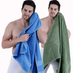 Dollar Cobalt Blue & Dynasty Green 400 GSM 100% Cotton Bath Towels - Set of 2-image-97