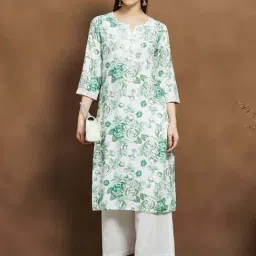 Melange By Lifestyle Green Regular Fit Floral Print Kurta-picture-30