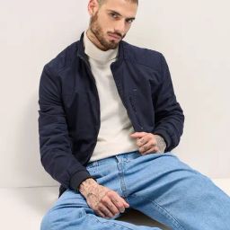 The Bear House Blue Polyester Regular Fit Solid Casual Jacket-image-11