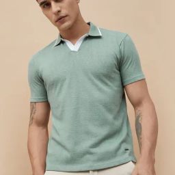 Code By Lifestyle Green Regular Fit Polo T-Shirt-image-50