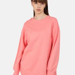Bene Kleed Light Pink Cotton Relaxed Fit Oversized Sweatshirt-image-85