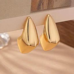 OOMPH Gold Geometric Drop Earrings-9