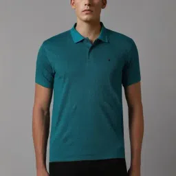 Louis Philippe Green Cotton Regular Fit Printed Polo T-Shirt-picture-1