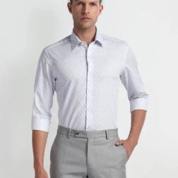 Arrow Newyork Grey Cotton Slim Fit Printed Shirt-image-99