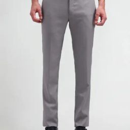 Arrow Grey Slim Fit Texture Trousers-image-98