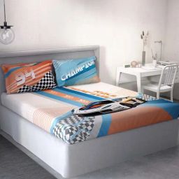 Ddecor Live beautiful Little Brats Blue & White 144 TC Cotton Queen Bedsheet with 2 Pillow Covers-image-28