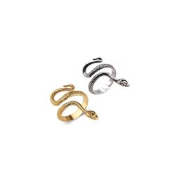 Inites Set of 2 Silver & Golden Toned Serpent Shaped Thumb Finger Rings-image-85