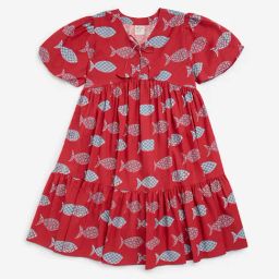 Utsa Kids by Westside Red Marine-Inspired Cotton-Blend A-Line Dress-image-22