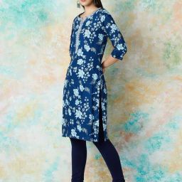 Melange by Lifestyle Blue Floral Kurta-picture-9