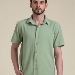 Hallstatt Life Slim Fit Textured Spread Collar Cotton Shirt-image-6