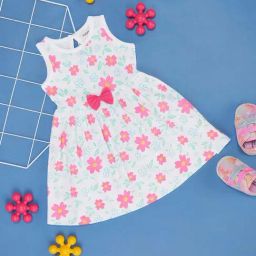 Pantaloons Baby White & Pink Cotton Floral Print Dress-image-119