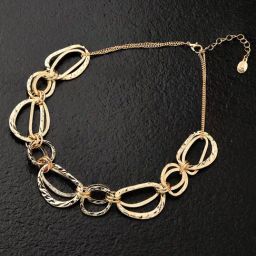 Accessorize London Gold Textured Metal Circle Necklace for Women-image-91