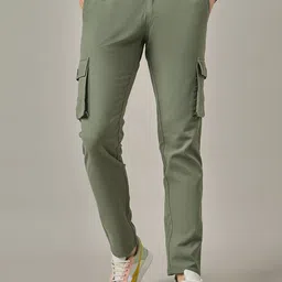 STUDIO NEXX Men Relaxed Straight Leg Loose Fit Cargos Trousers-image-32