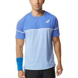 Asics Mid Blue Regular Fit Colour Block Sports T-Shirt-picture-45