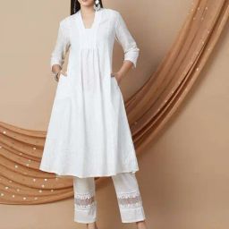 Melange by Lifestyle White Embroidered Kurta-image-48