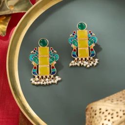 Zaveri Pearls Multicolor Meenakari Peacock Ethnic Pearls Dangler Earring-9