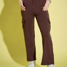 BUYNEWTREND Brown Straight Fit High Rise Pants-image-56