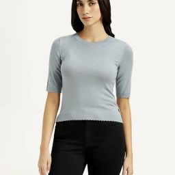 Levi's Greyish Blue Cotton Slim Fit Top-picture-11