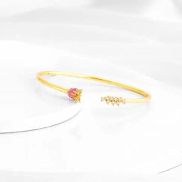 GIVA 92.5 Sterling Silver Bhumi Golden Brahma Kamal Bud Adjustable Bracelet-image-25