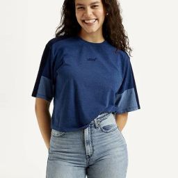 Levi's Indigo Cotton Regular Fit Colour Block Top-picture-24