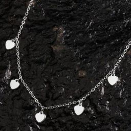 Accessorize London Silver Heart Station Necklace for Women-93