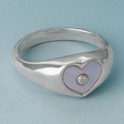 Mia by Tanishq 925 Silver Mother of Pearl Heart Silver Ring-picture-32