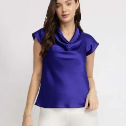 Fablestreet Blue Satin Regular Fit Top-picture-4