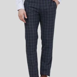 Raymond Blue Slim Fit Checks Trousers-picture-37