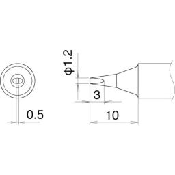 Hakko Soldering Tip Integrated Heater 1.2D Type Steel FM2030, T22-D12-22