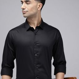 V Dot Pure Cotton Slim Fit Opaque Formal Shirt-image-73
